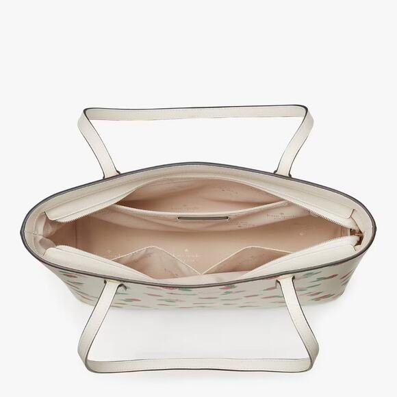 NWT💃Kate Spade Jana Tossed Strawberry Printed Tote/White/ Saffiano - Picture 9 of 11